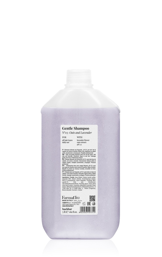 BACK BAR GENTLE SHAMPOO N°03 - Oats and Lavender Tank 5lt